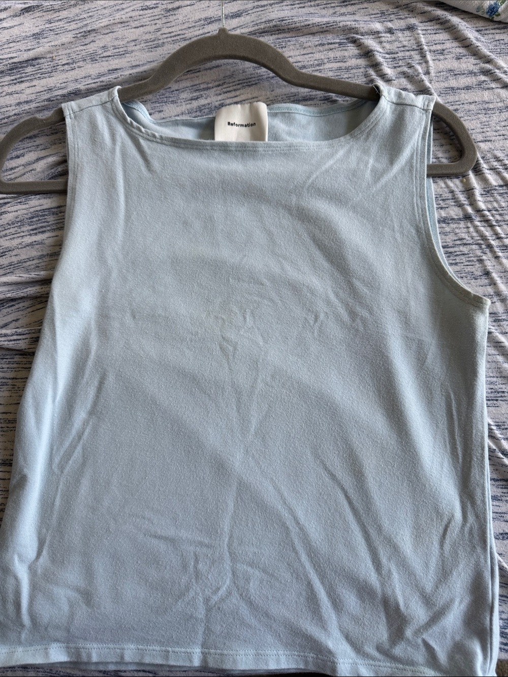 Reformation Pale Blue Sleeveless Tank Top